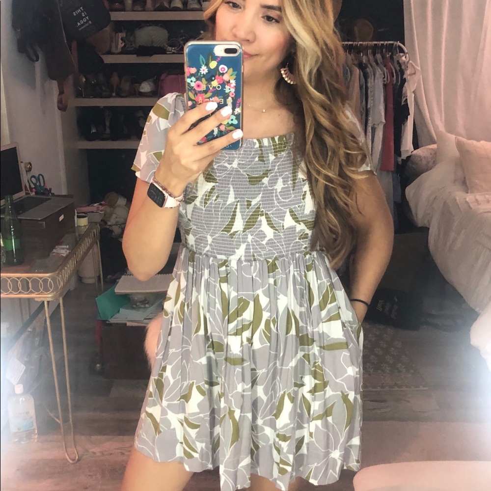 Free People Louise Smocked Off the Shoulder Mini - Picture 10 of 10
